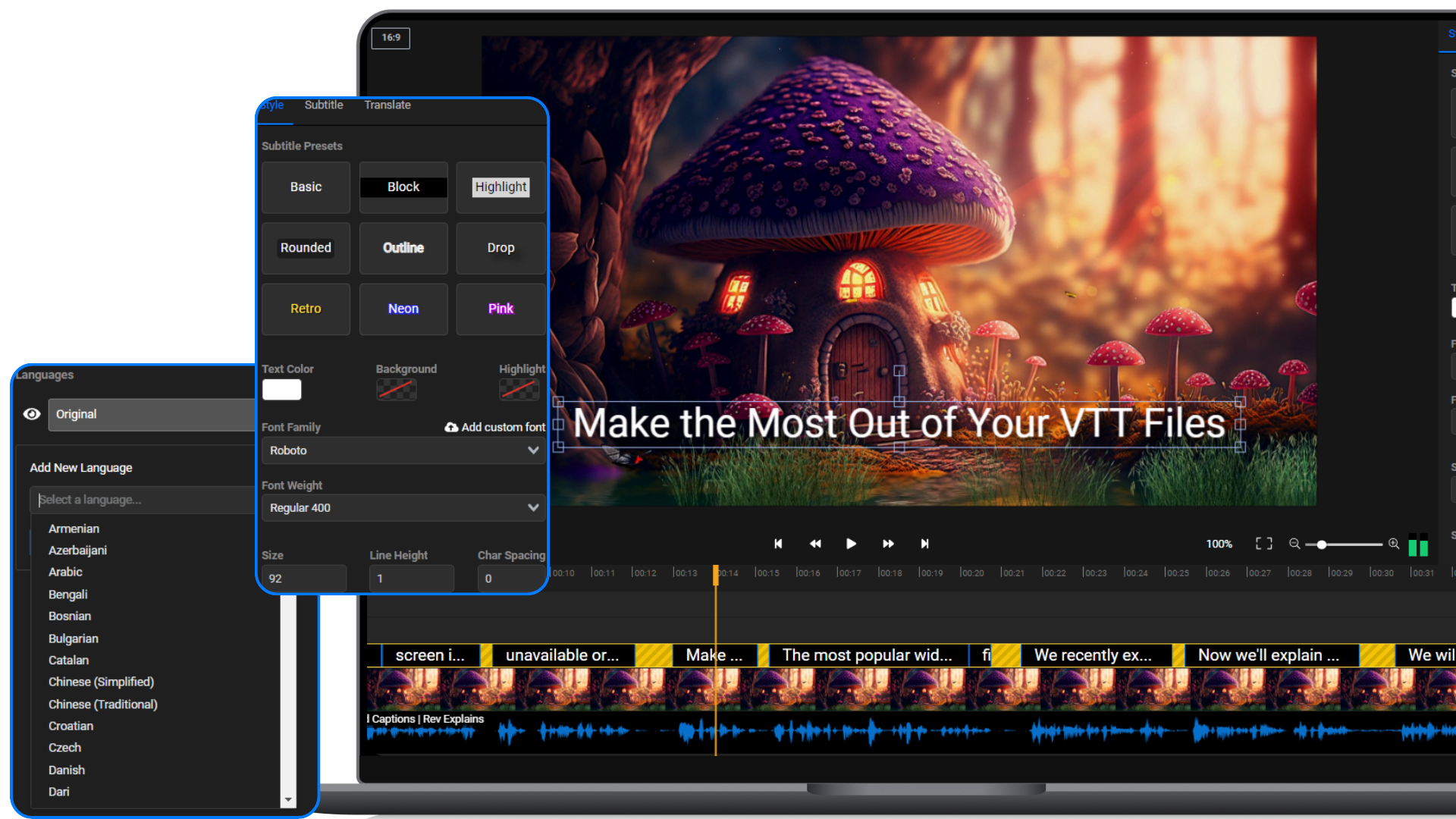 Edit Your Subtitle Files Online Flixier’s VTT Editor